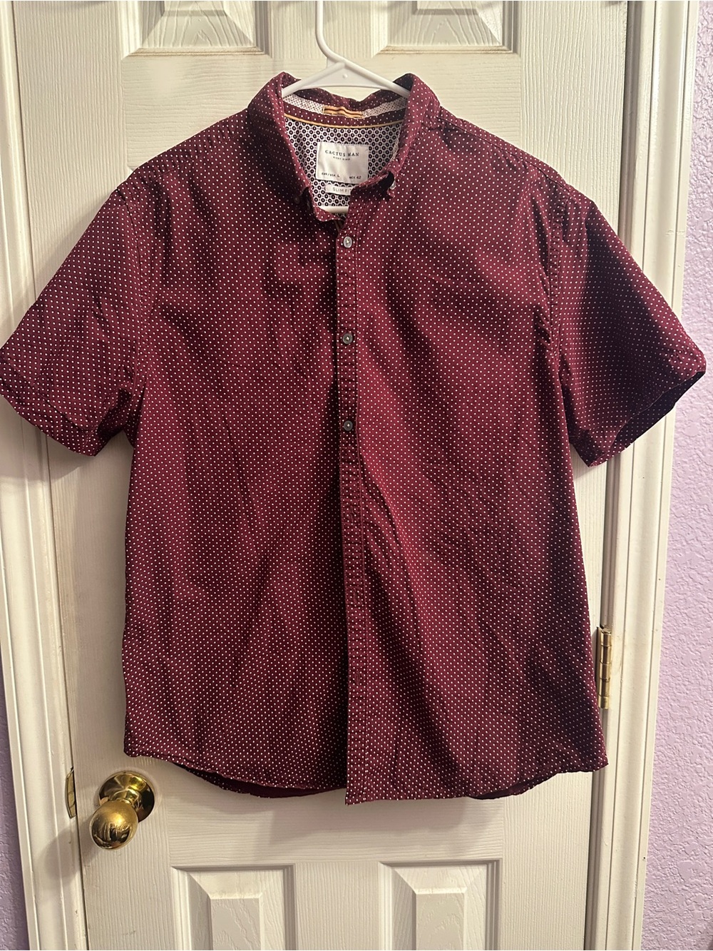 Cactus Man Burgundy Men's Slim fit Short Sleeve Button-Down Shirt